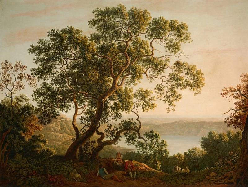 Paesaggio con veduta del lago di Nemi